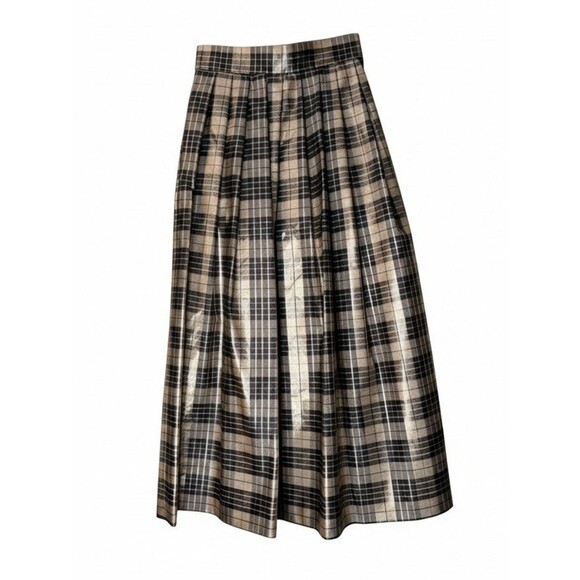 Talbots Dresses & Skirts - Vintage Talbots Plaid Midi Skirt Academia Preppy Pleated Skirt size 8 metallic